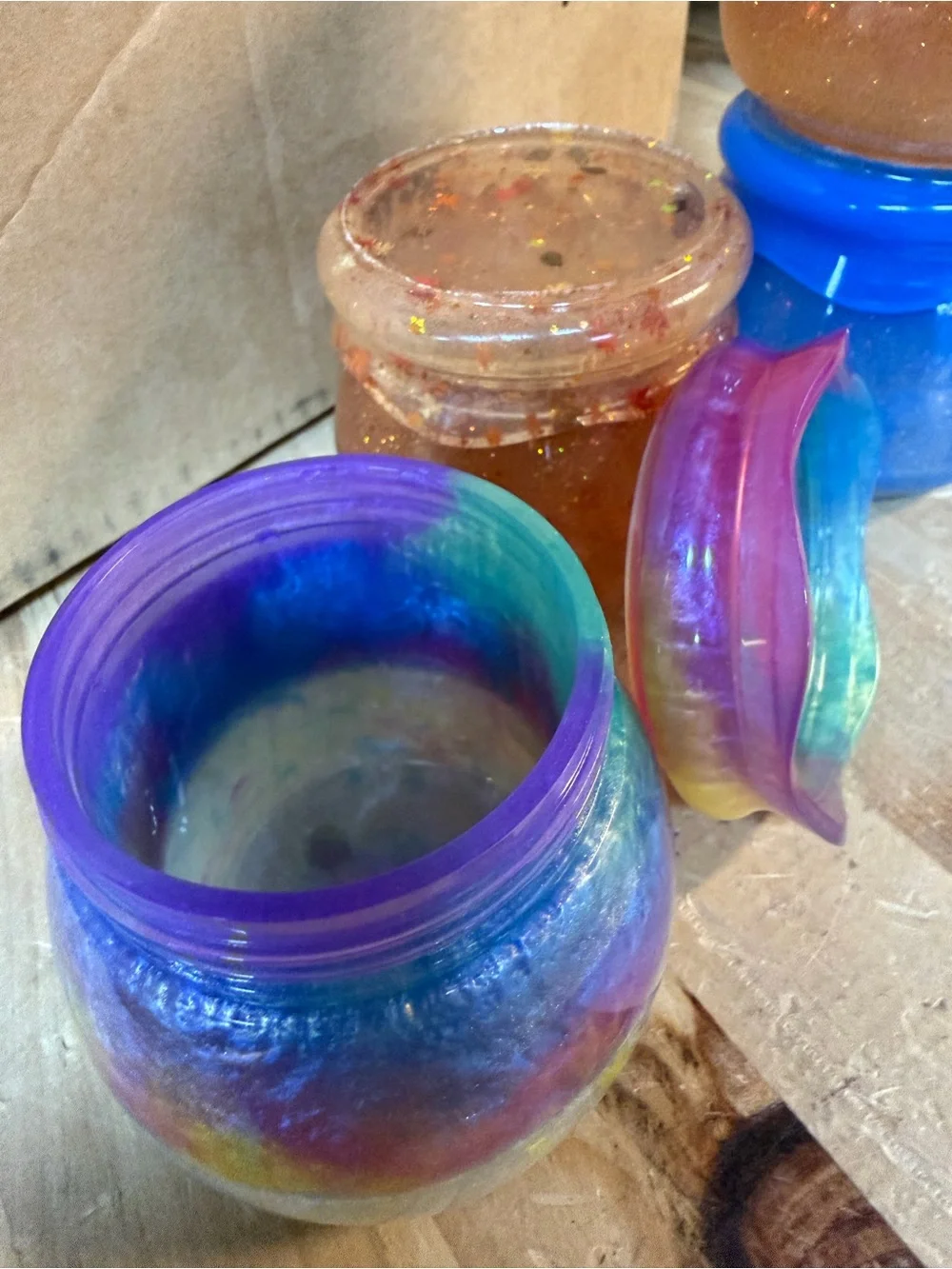 Whimsical Resin Multicolor Spice Jars Set of 4